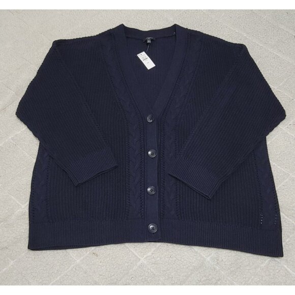 Talbots Womens Navy Blue Button Front Cardigan V Neck Long Sleeve Size 2X NWT - Picture 3 of 9
